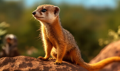 Fototapeta premium photo of mongoose in its natural habitat. Generative AI