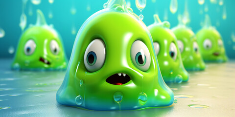 green slime with face