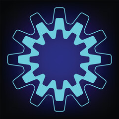 Gear icon template. Gear symbol vector sign isolated on black background. 