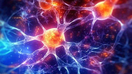 System neurons of brain with synapses. Generative AI