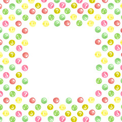 Hand drawn colorful watercolor beads frame. Isolated on white. Can be used for cards, invitations, label.