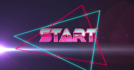 Image of start text over neon lines and light glowing
