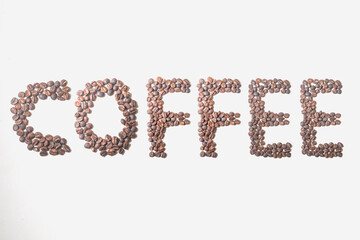 word coffee made of coffee beans