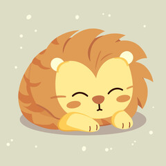 Cute little lion sleeping vector art
