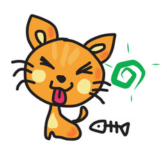 Cutycat18 cartoon kitten orange cat very naughty and mackerel fishbone lovely friend
