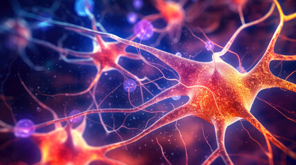 System neurons of brain with synapses. Generative AI