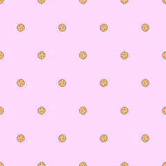 Cookies pixel art pattern seamless. 8 bit food background. pixelated texture