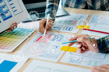 ￼.UX graphic designer planning application process development prototype wireframe for web smart...