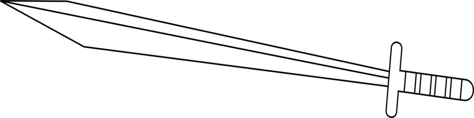 illustration and clip art of a sword isolated on white. an outline sketch of a sword