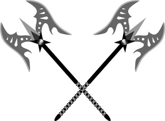illustration and clip art of an axe isolated on white. an outline sketch of an axe