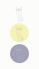 linear icon of women's stockings with lace trim in color variations for the design of social networks, sites, signs, stories, gifts, invitations, labels, logo