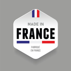 Made in France flag sign label vector