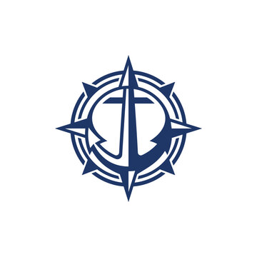 Compass With Heavy Anchor Modern Creative Logo