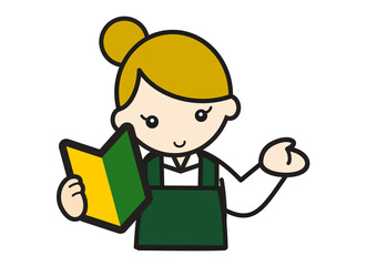 若葉マークを持つ女性店員