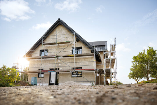 Exterior of a single family house under construction