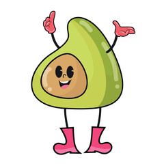 vector cartoon green avocado fruit, stylized