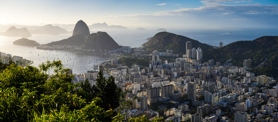 Rio de Janeiro from above during a beautiful summer morning. Panoramic landscape with the skyline...
