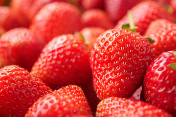 Fresh organic red strawberry fruit background