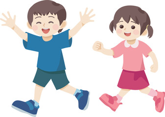 はしゃぐ男の子と女の子