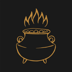 Witch cauldron. Hand drawn vector illustration.