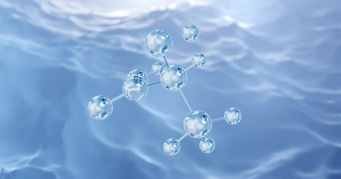 Lactic acid molecule, rotating 3D model of L-lactic acid under a microscope, seamless looped video, abstract molecular structure
