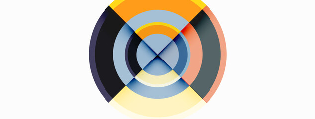 Obraz premium Circles with shadows trendy minimal geometric composition abstract background