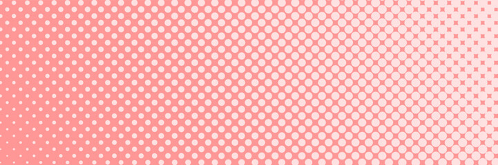 Vector background in comic book style with halftone gradient. Retro pop art design. Long horizontal banner.