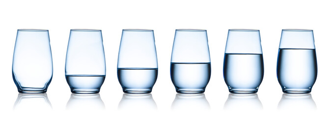 glass of water set isolated