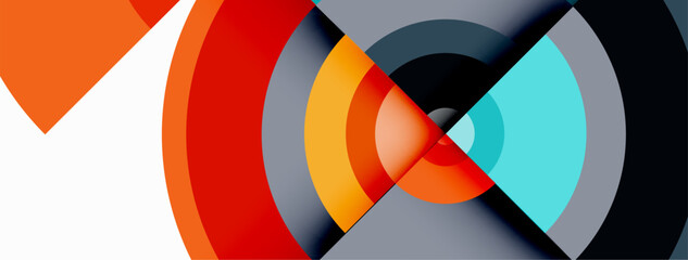 Naklejka na ściany i meble Circles with shadows trendy minimal geometric composition abstract background