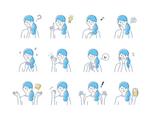 女性の表情　バリーエーションセット