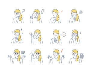 女性の表情　バリーエーションセット