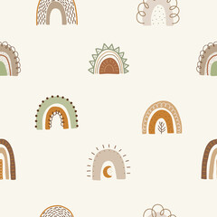 Kids Seamless pattern with rainbows, digital paper, for surface design, kids clothing, print 