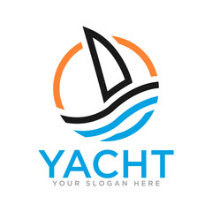 Yacht and Sailing Logo Design Illustration