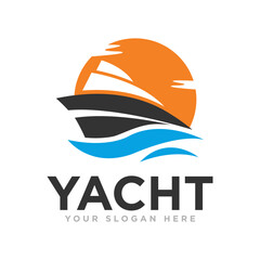 Yacht and Sailing Logo Design Illustration