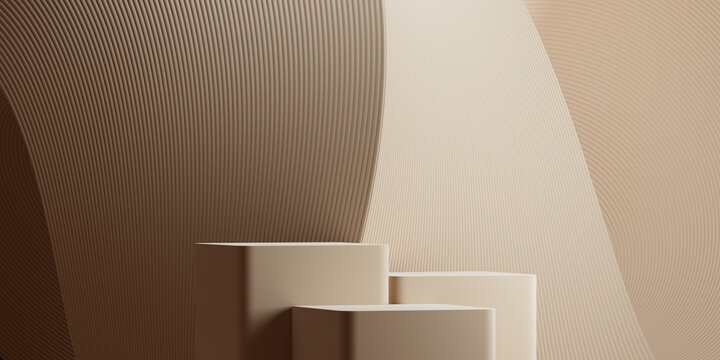 3d minimal background. 3d podium with brown background for cosmetic and product presentation. 3d rendering illustration.