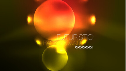 Neon glowing circles, magic energy space light concept, abstract background wallpaper design