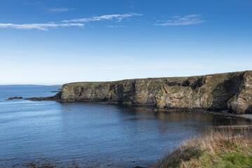 Cliffs and bay at Dunnet Head. Scotland. North coast. North Sea.