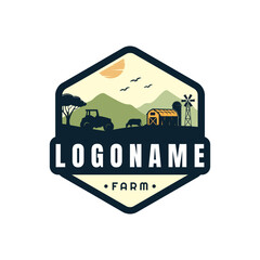 Farm and ranch logo template, agriculture logo design