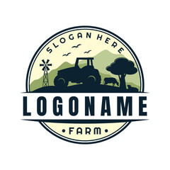 Farm and ranch logo template, agriculture logo design