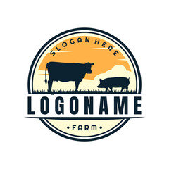 Farm and ranch logo template, agriculture logo design