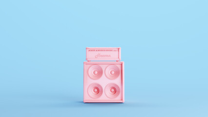 Pink Concert Speakers Vintage Music Audio Equipment Woofer Tweeter Kitsch Blue Background 3d illustration render digital rendering