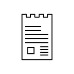 Check vector icon. invoice illustration sign. waybill symbol or logo.