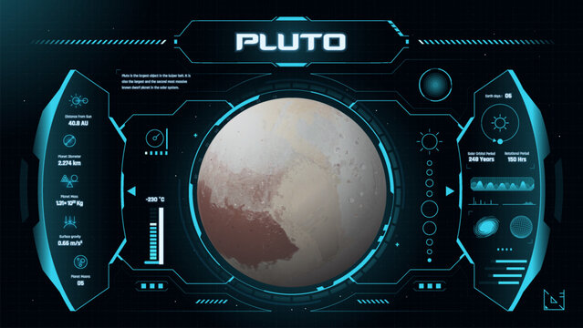 The Solar System Planet Pluto and its Characteristics vector illustration