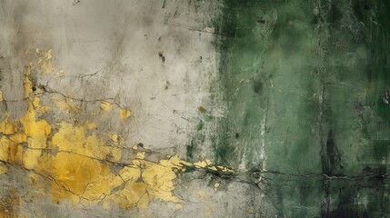 art abstract grunge dust textured monochrome background in shades of green and old gold colors generative ai