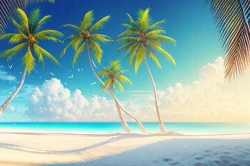 Obraz na płótnie Canvas Beautiful tropical beach banner. Generative AI.