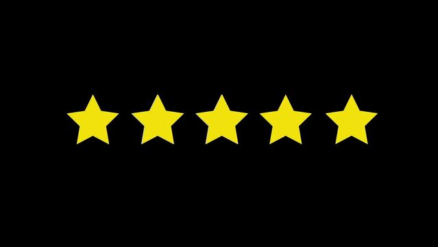five star rating or perfect rating on a black background
