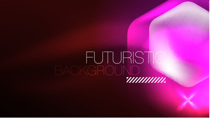 Glowing neon hexagons in dark space. Digital technology cyberspace hi-tech techno abstract background template
