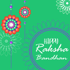 Happy Raksha Bandhan Vector Illustration Hand Draw Creative Design Light Green Background Rakshasutra with typography
