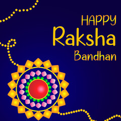 Happy Raksha Bandhan Vector Illustration Hand Draw Creative Design Blue Background Rakshasutra with typography