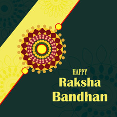 Happy Raksha Bandhan Vector Illustration Hand Draw Creative Design Green Background Rakshasutra with typography